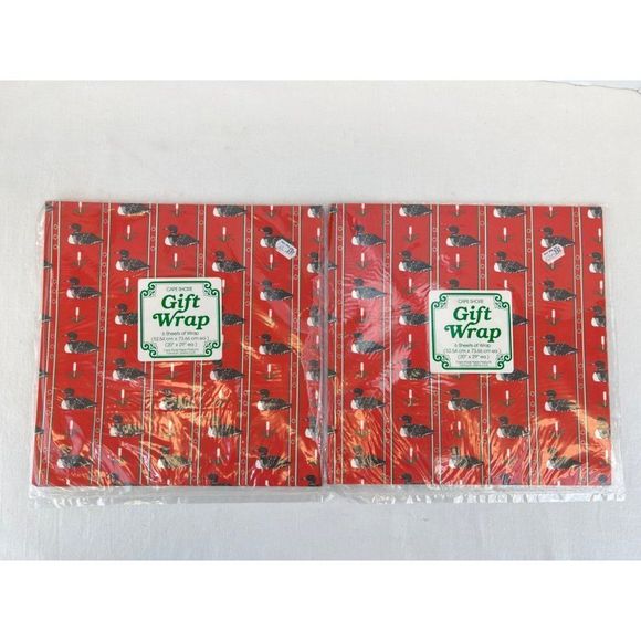 Vintage Cape Shore Gift Wrapping Paper Red Duck Lot - Picture 1 of 5